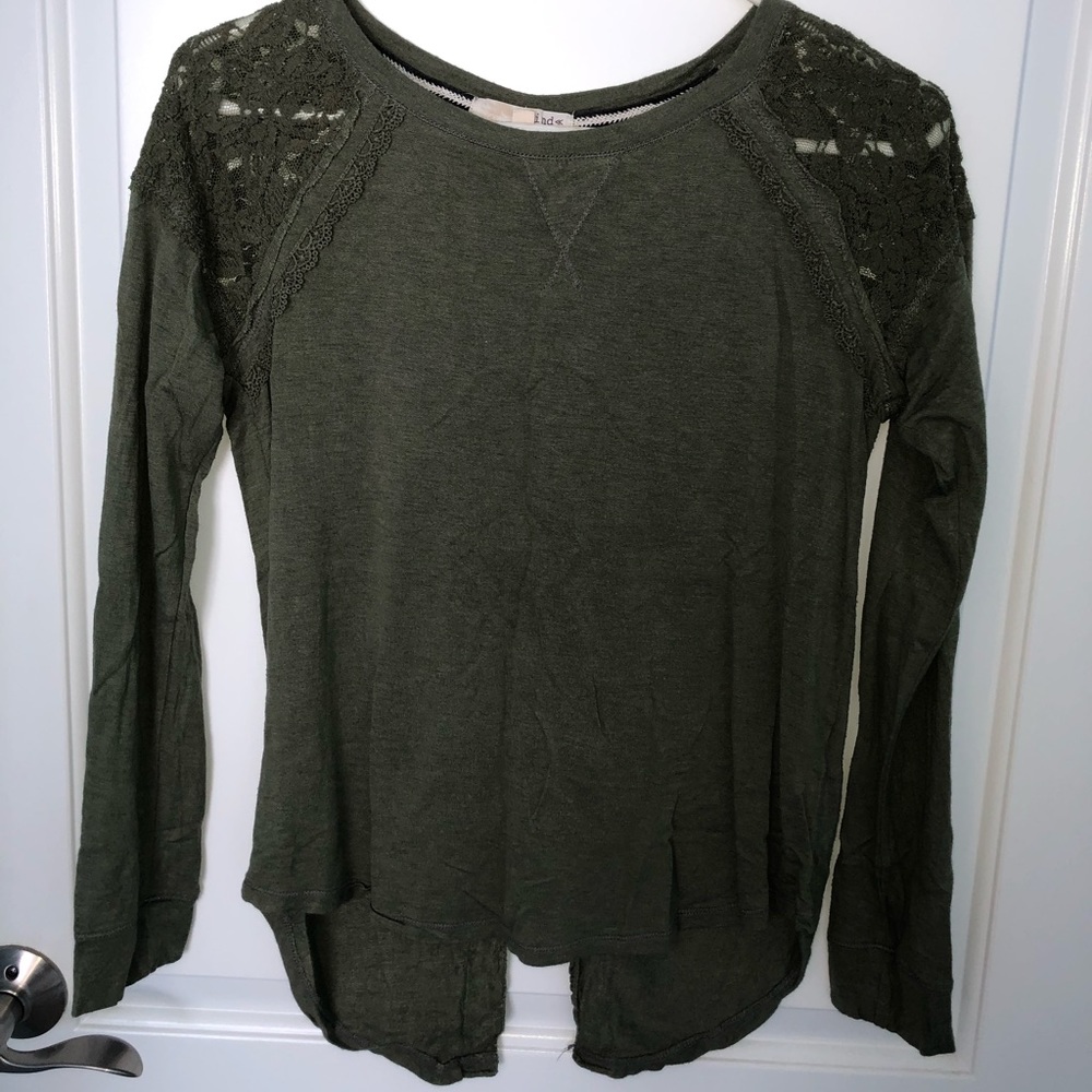 Rewind Olive Green Shirt with Lace Details Medium